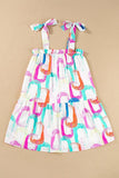 Abstract Print Knotted Straps Ruffled Mini Dress - Trendsi