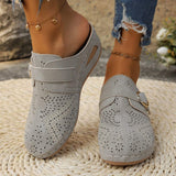 Suede Round Toe Wedge Sandals - Trendsi - Flyclothing LLC