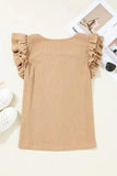 Ruffled Square Neck Textured Cap Sleeve Top - Trendsi