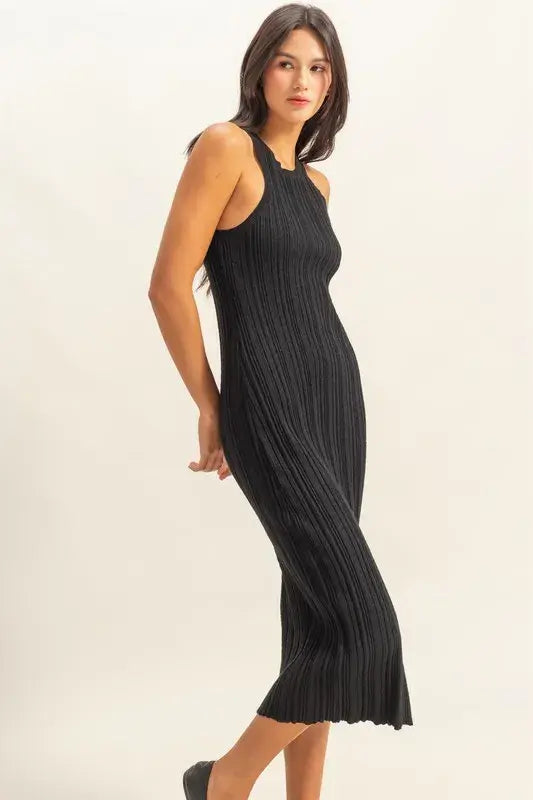 HYFVE Round Neck Bodycon Ribbed Knit Dress - Trendsi - Flyclothing LLC