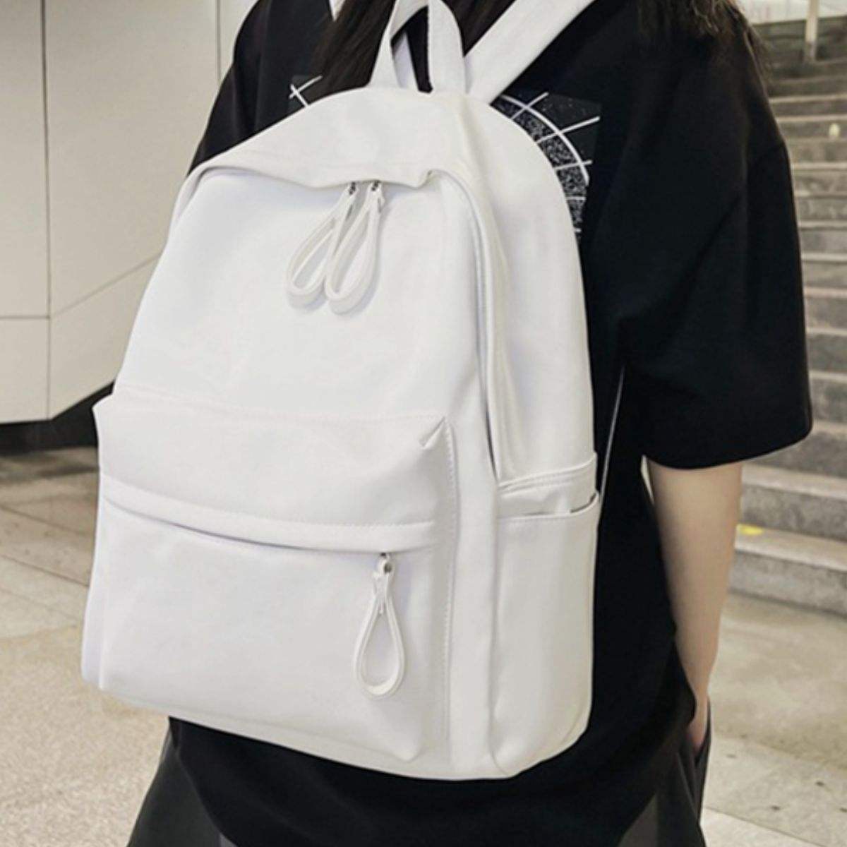 PU Leather Zip Backpack Bag - Trendsi - Flyclothing LLC