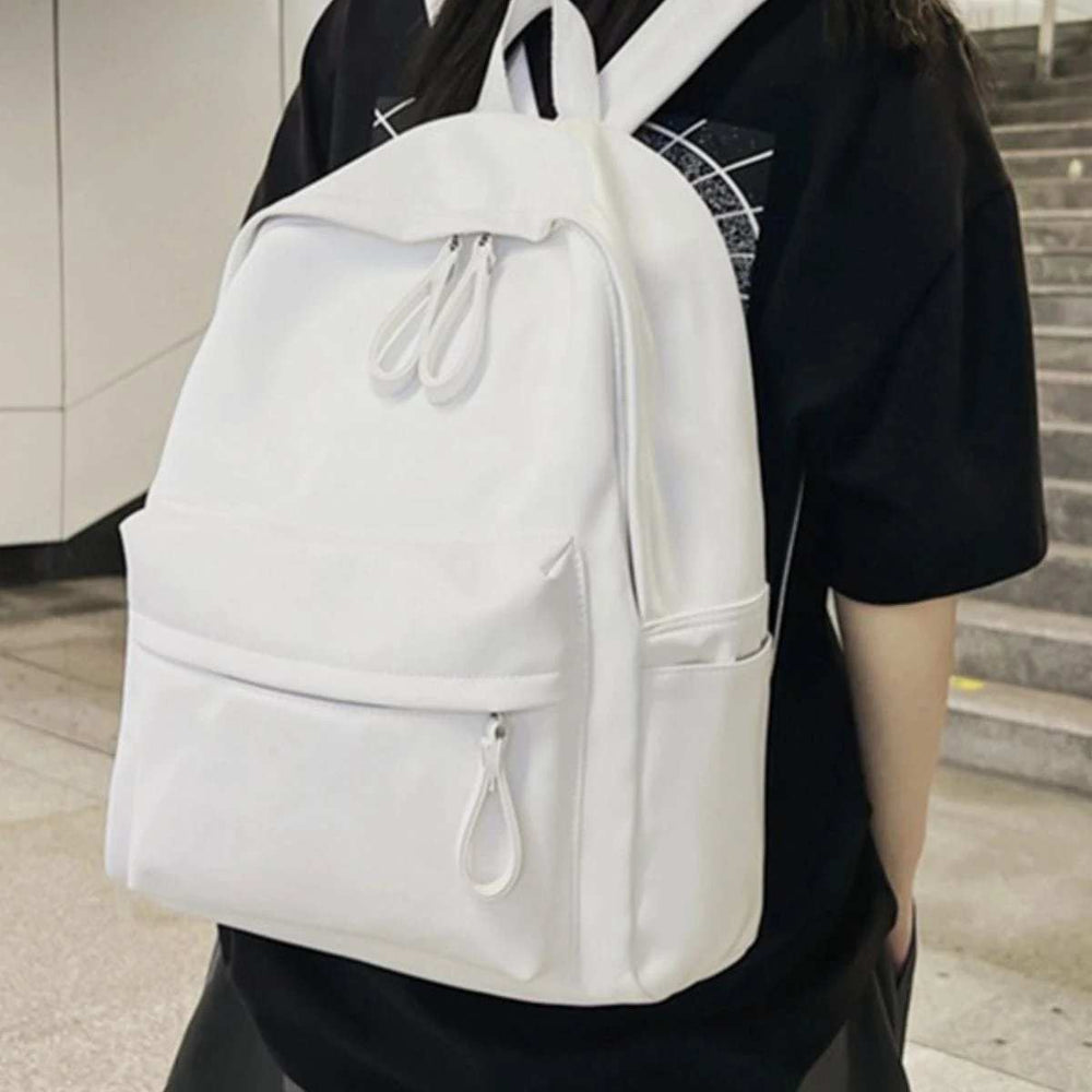 PU Leather Zip Backpack Bag - Trendsi - Flyclothing LLC