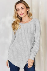 Basic Bae Full Size Ribbed Round Neck Slit T-Shirt - ShopBasicbae - Flyclothing LLC