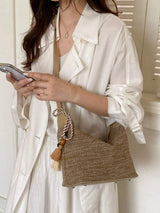 Woven Shoulder Bag with Tassel - Trendsi - Flyclothing LLC