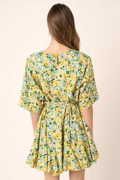 Mittoshop Floral Tie Waist Half Sleeve Mini Dress - Trendsi - Flyclothing LLC