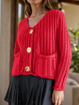 Button Down Long Sleeve Cardigan - Trendsi - Flyclothing LLC