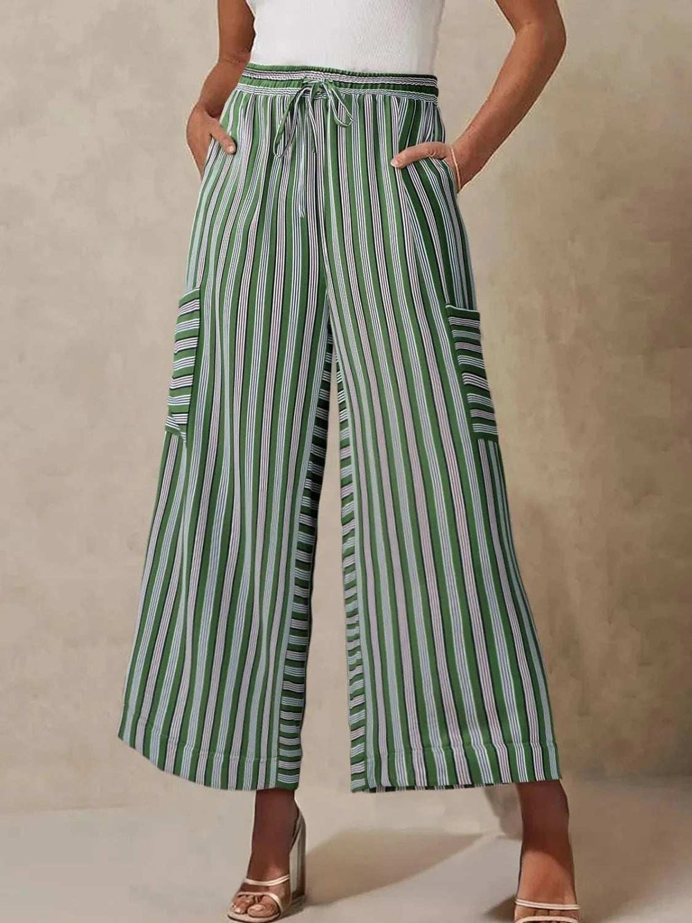 Contrast Striped Wide leg Pants - Trendsi - Flyclothing LLC