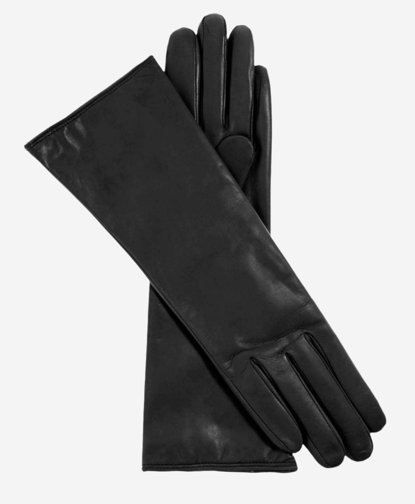 Camilla (black) - Italian long leather winter gloves with luxurious cashmere lining