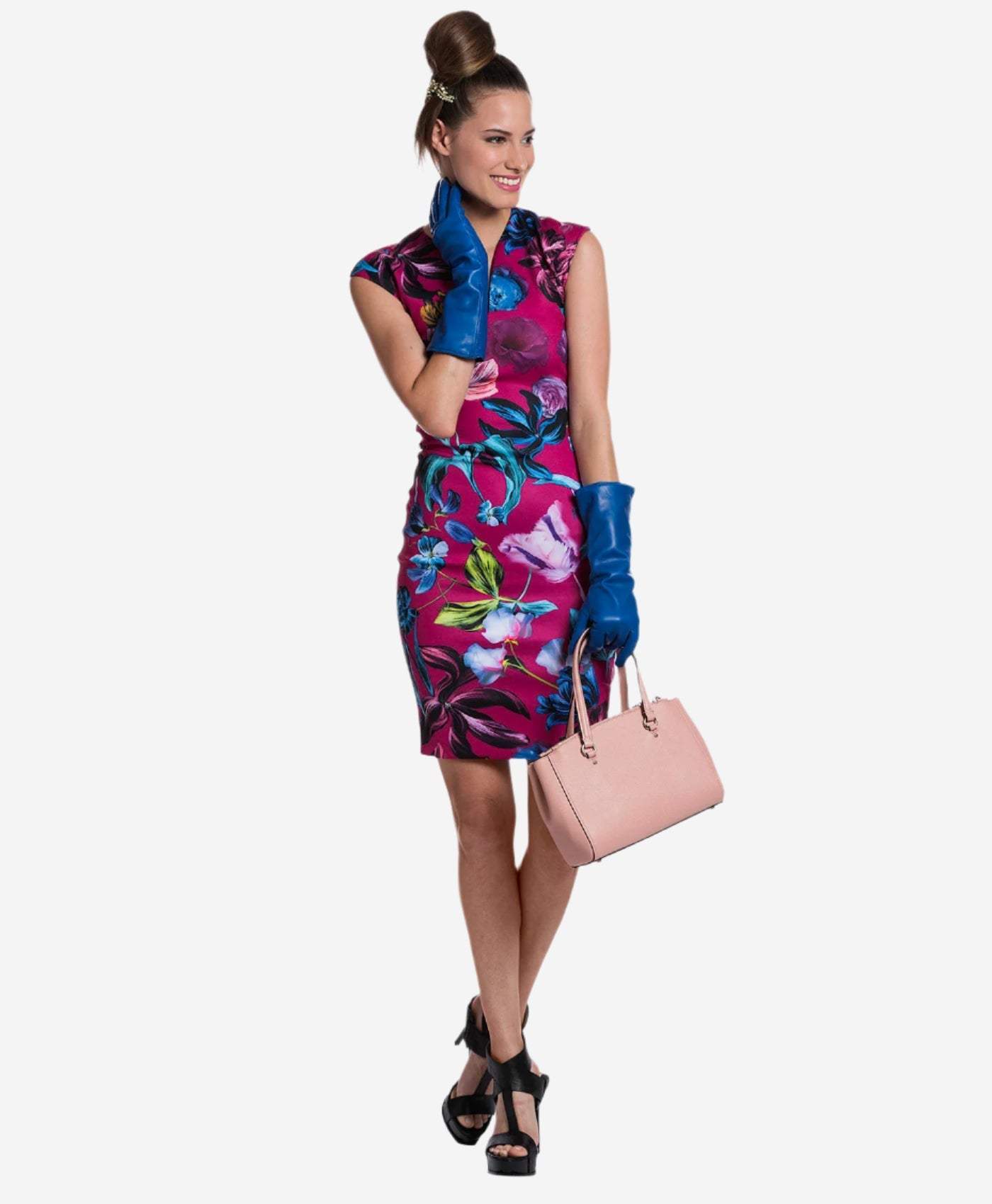 Leonora (blue) - Italian cashmere lined 6-button length leather gloves - Leather Gloves Online - Flyclothing LLC
