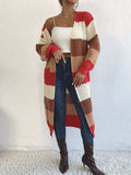 Striped Color Block Open Front Knit Cardigan - Trendsi - Flyclothing LLC