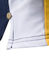 Men's Embroidered Collared Neck Striped Contrast Polo - Trendsi - Flyclothing LLC