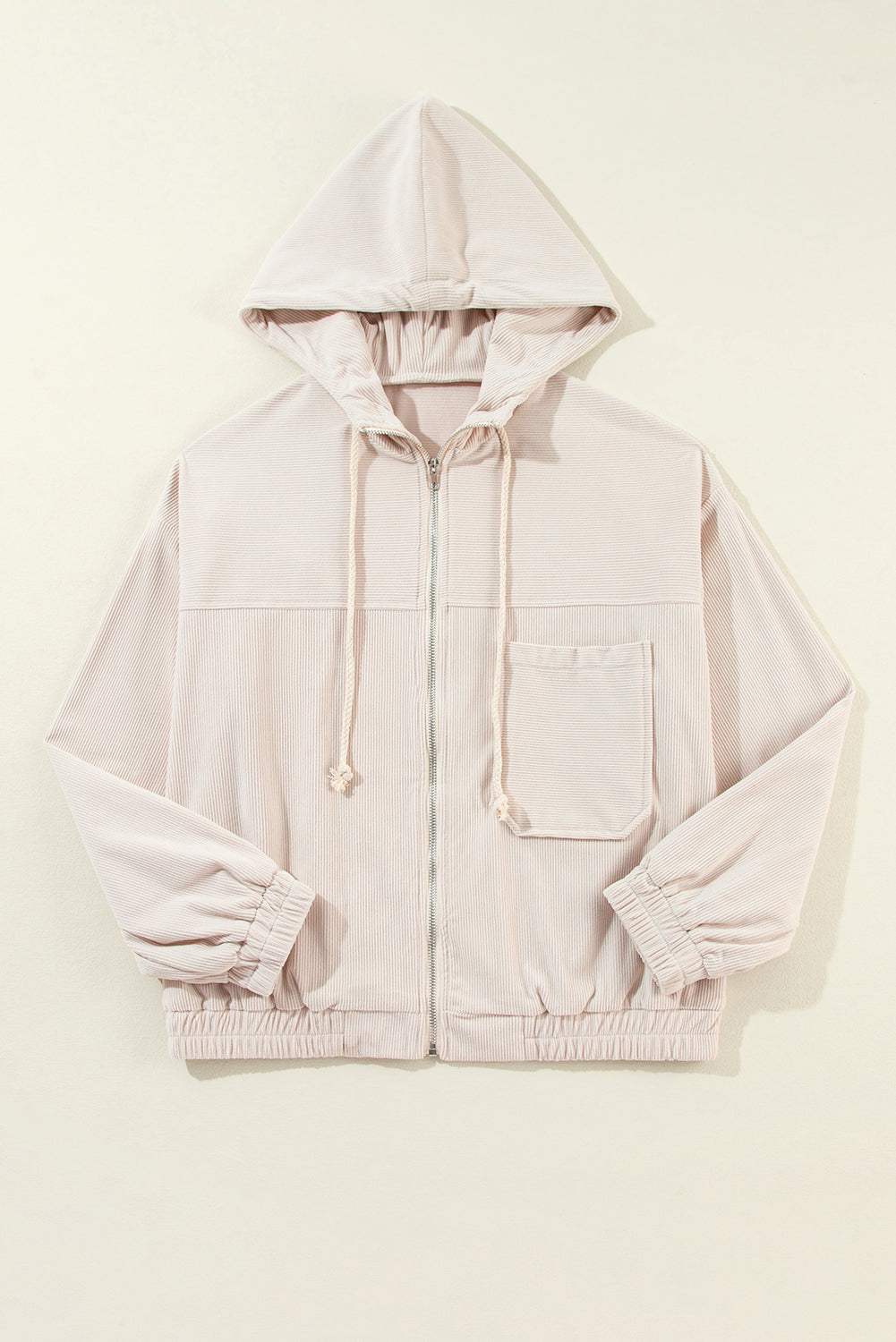 Pocketed Zip Up Long Sleeve Hooded Jacket - Trendsi - Flyclothing LLC