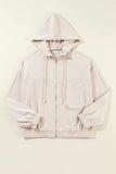 Pocketed Zip Up Long Sleeve Hooded Jacket - Trendsi - Flyclothing LLC