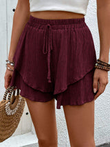 Tied Layered High Waist Shorts - Trendsi - Flyclothing LLC