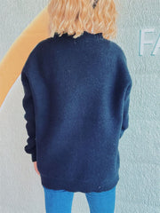 Flower Button Down V-Neck Long Sleeve Cardigan - Trendsi