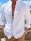 Men's Full Size Button Front Long Sleeve Shirt Plus Size - Trendsi