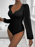 Sweetheart Neck Long Sleeve Bodysuit - Trendsi