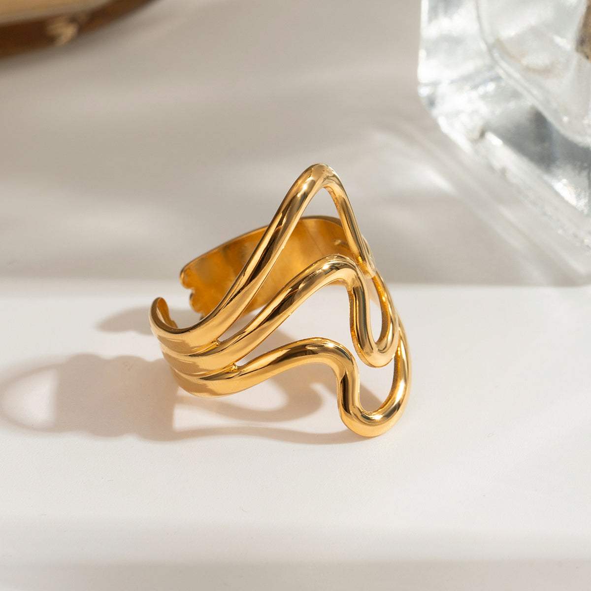 Stainless Steel Corrugated Open Ring - Trendsi - Flyclothing LLC