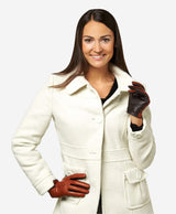 FC34 (medium brown) - Women's Italian touchscreen cashmere lined leather gloves
