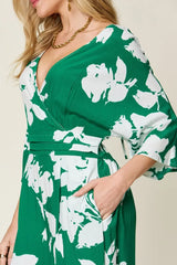 Double Take Full Size Printed Tie Back Wide Leg Jumpsuit - Trendsi - Flyclothing LLC
