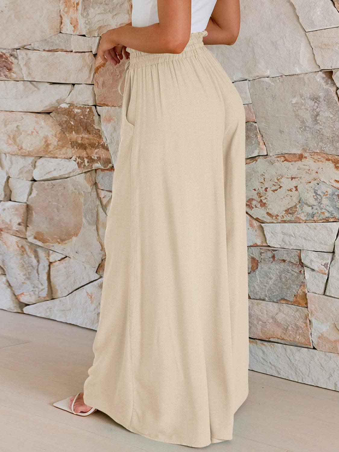 Drawstring Wide Leg Pants with Pockets - Trendsi - Flyclothing LLC
