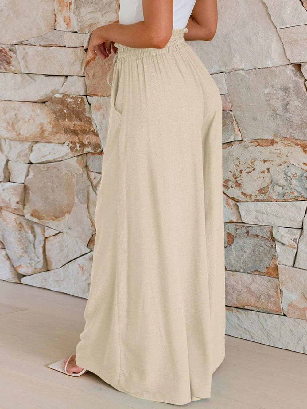 Drawstring Wide Leg Pants with Pockets - Trendsi - Flyclothing LLC