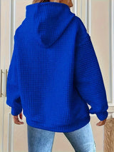 Textured Knit Drawstring Hoodie - Trendsi - Flyclothing LLC