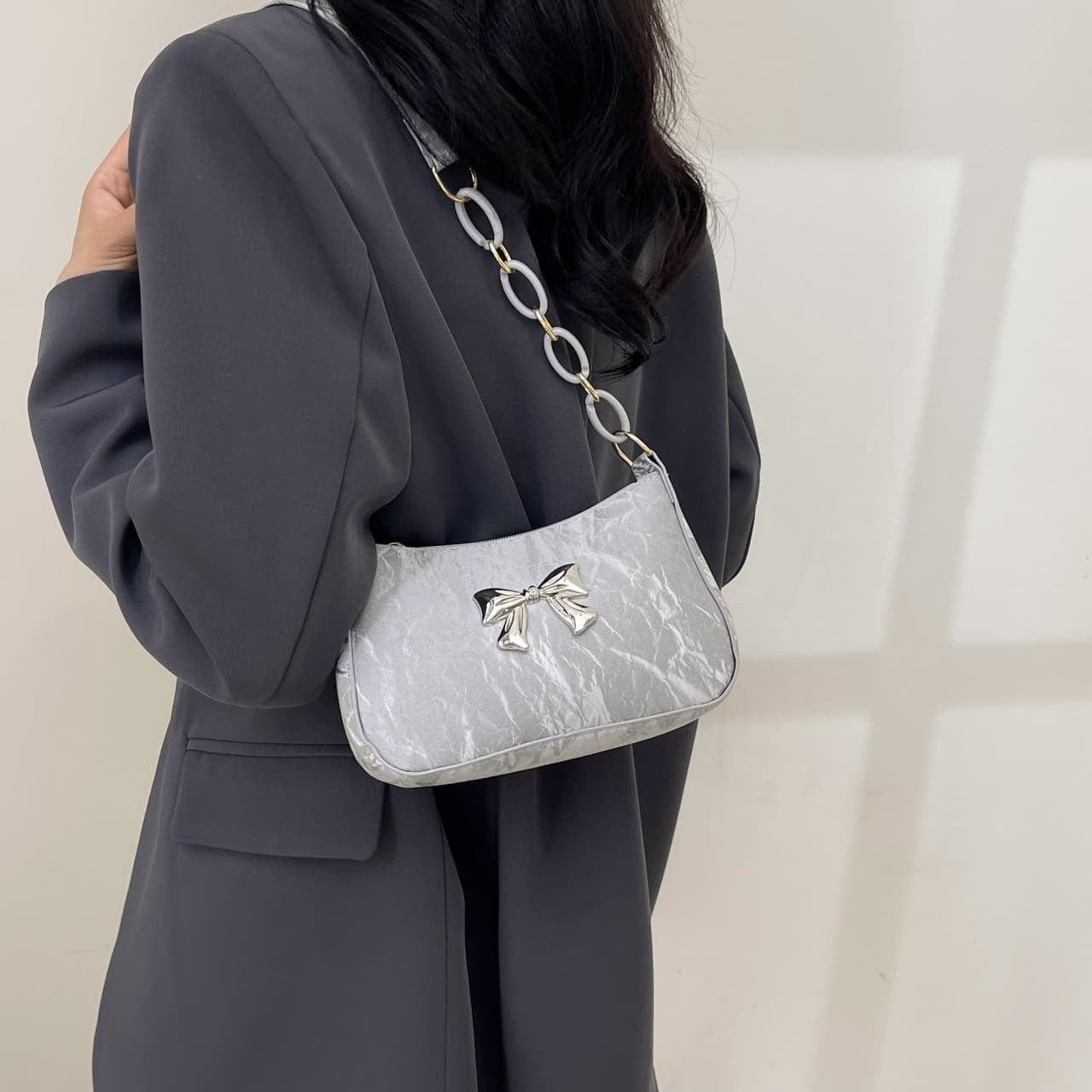 Bow PU Leather Shoulder Bag - Trendsi