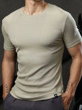 Men's Plus Size Round Neck Short Sleeve T-Shirt - Trendsi