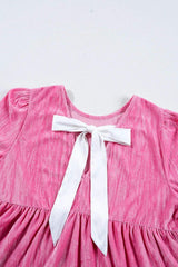Tied Round Neck Flounce Sleeve Mini Dress - Trendsi - Flyclothing LLC