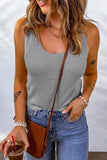 Waffle-Knit Scoop Neck Tank - Trendsi - Flyclothing LLC