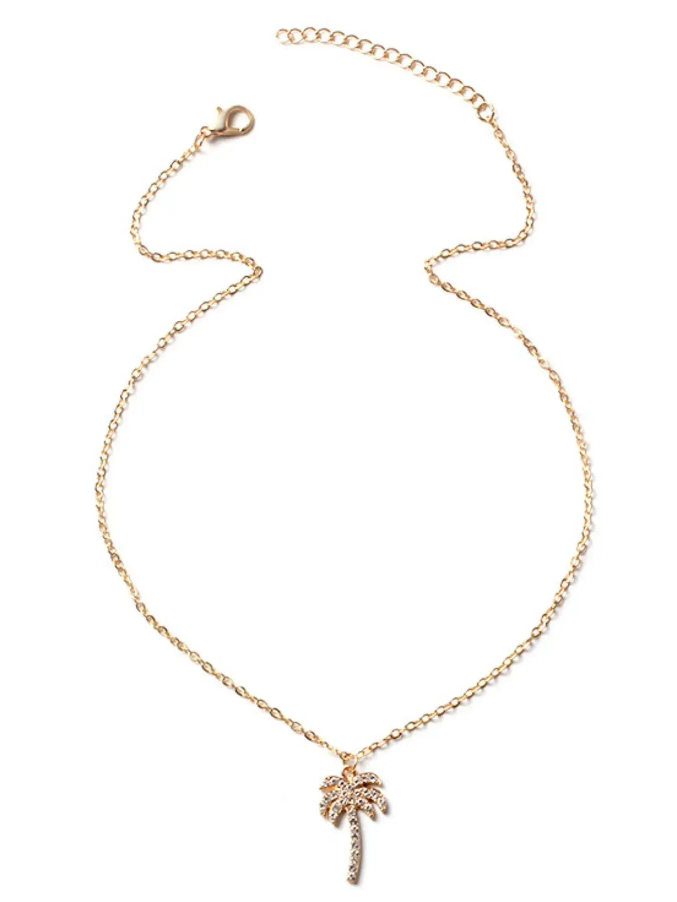 Zircon Palm Tree Pendant Necklace - Trendsi - Flyclothing LLC