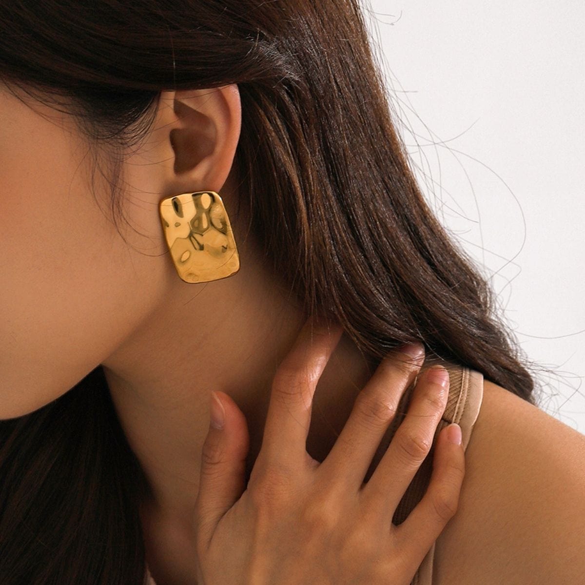 18K Gold-Plated Square Earrings - Trendsi