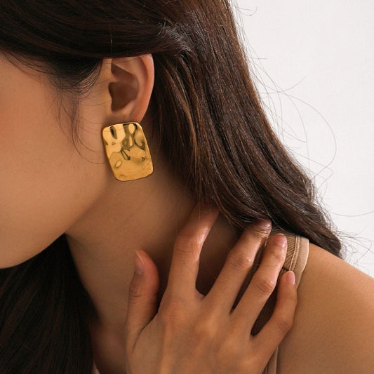 18K Gold-Plated Square Earrings - Trendsi