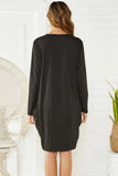 Pocketed Round Neck Long Sleeve Dress - Trendsi - Flyclothing LLC