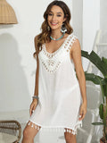 Tassel Scoop Neck Wide Strap Cover-Up - Trendsi