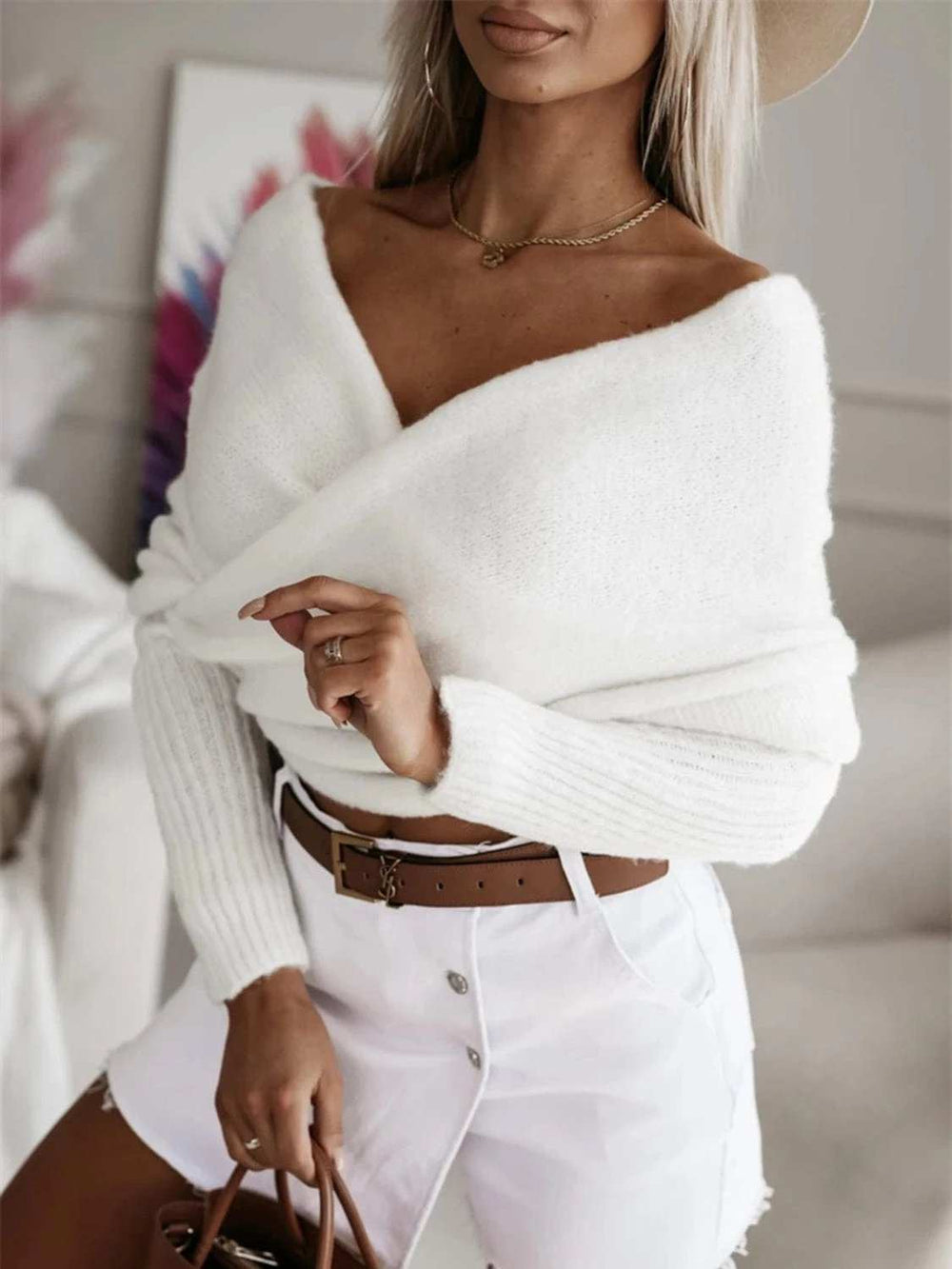 Long Sleeve Cropped Knit Top - Trendsi - Flyclothing LLC