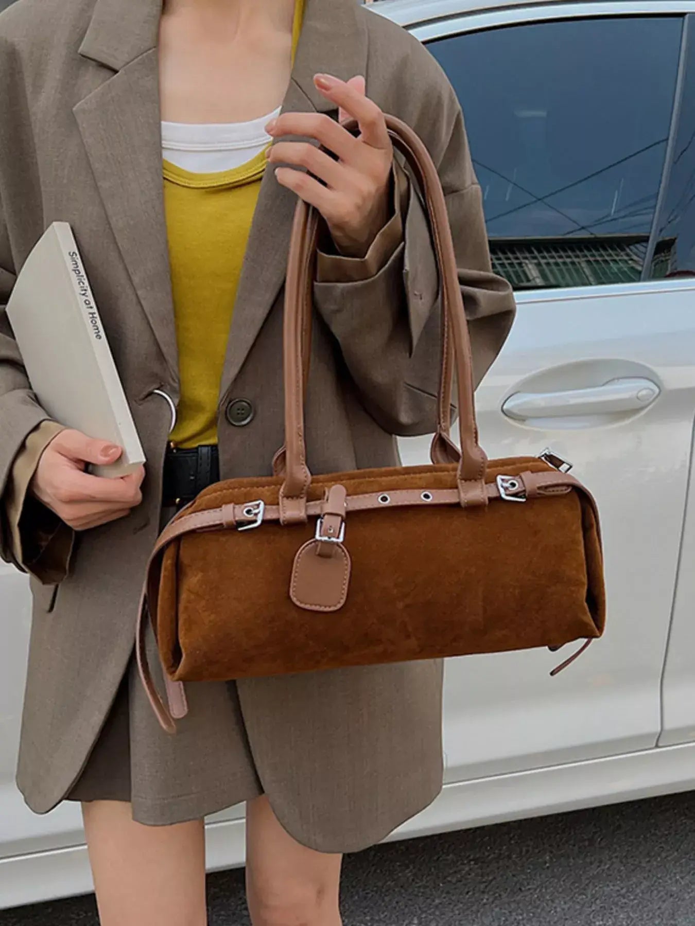 Buckle Decor Shoulder Bag - Trendsi - Flyclothing LLC
