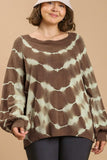 Umgee Full Size Ribbed Hem Tie Dye Round Neck Sweater Plus Size - Trendsi - Flyclothing LLC