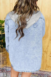 Distressed Button Up Long Sleeve Denim Jacket - Trendsi