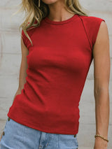 Ribbed Round Neck Slim Tank - Trendsi - Flyclothing LLC
