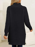 Slit Turtleneck Long Sleeve Sweater - Trendsi - Flyclothing LLC