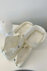 3 Piece Bow Quilted Cloth Storage Bag Set - Trendsi