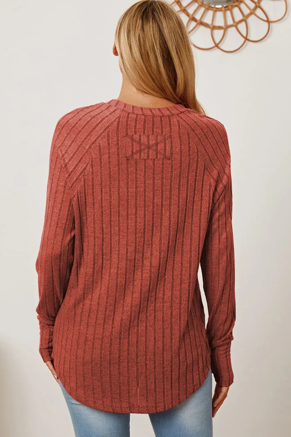 Basic Bae Full Size Ribbed Thumbhole Sleeve T-Shirt - ShopBasicbae - Flyclothing LLC