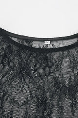 Fringe Round Neck Long Sleeve Lace Sheer Top - Trendsi - Flyclothing LLC