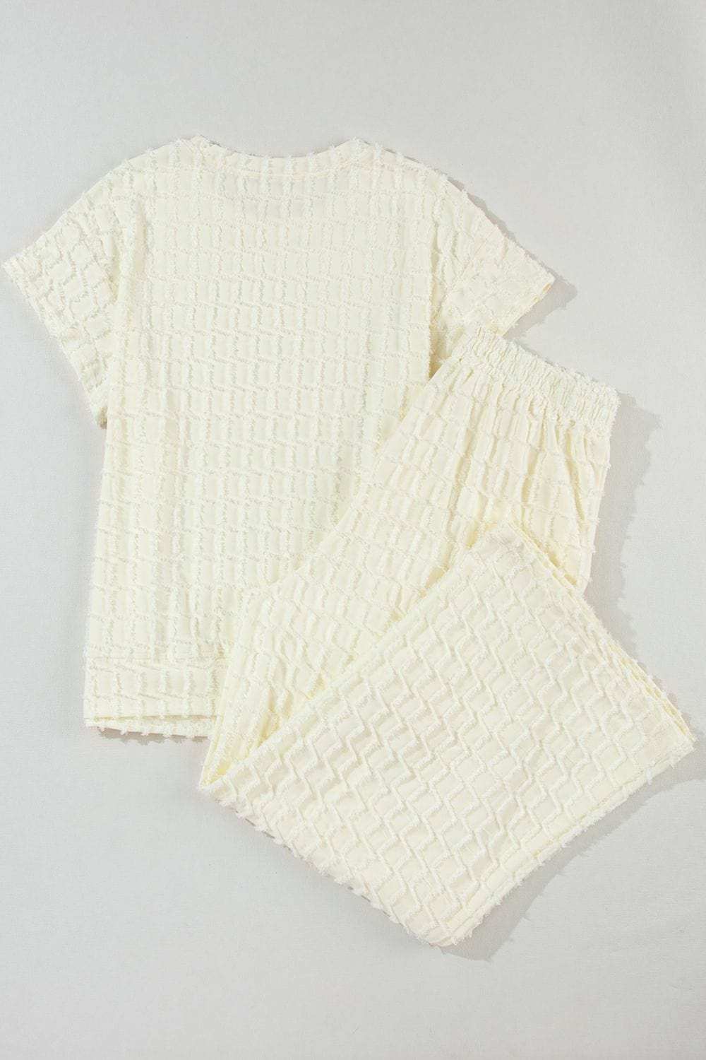 Textured Round Neck Top and Pants Set - Trendsi - Flyclothing LLC