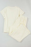 Textured Round Neck Top and Pants Set - Trendsi - Flyclothing LLC