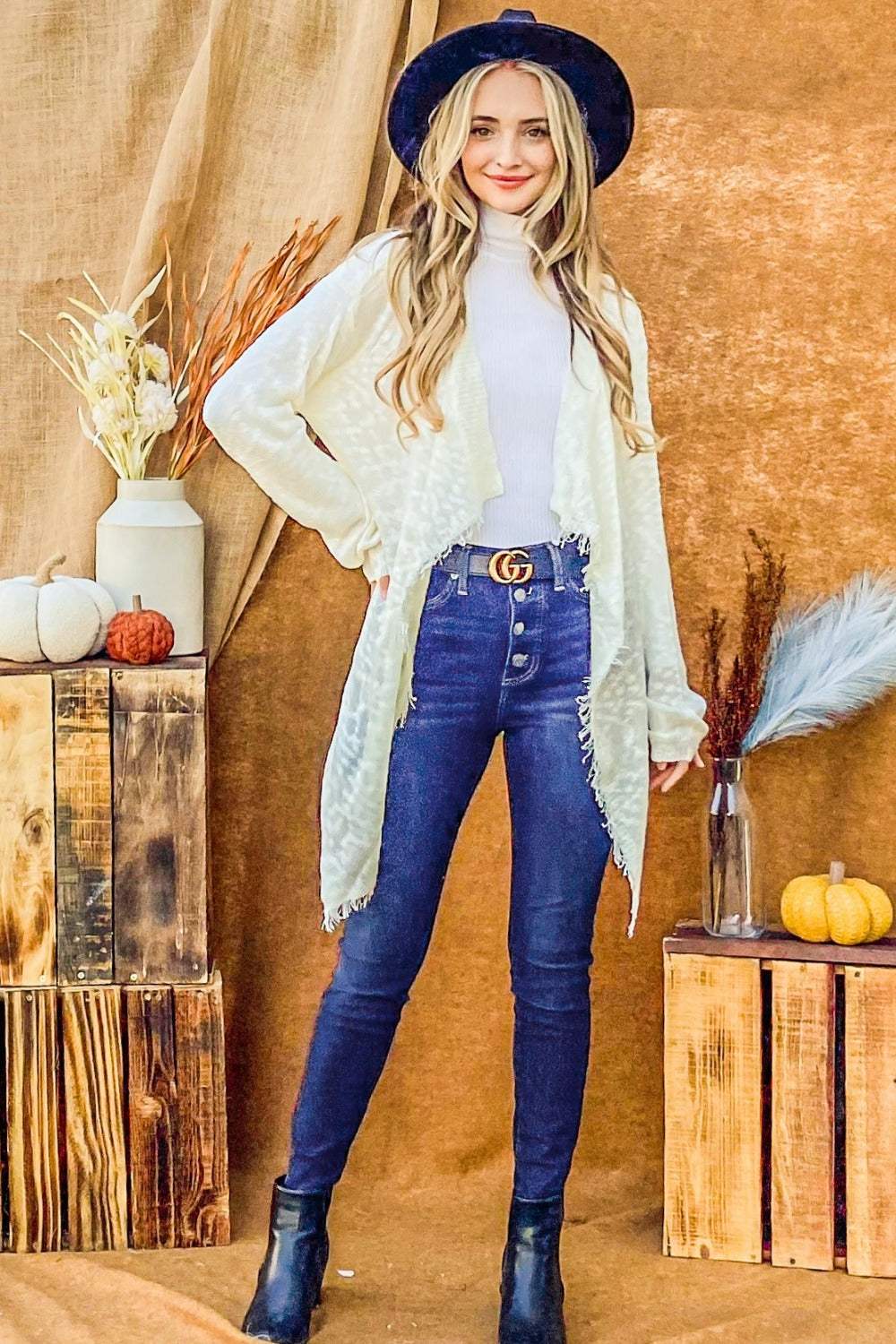 And The Why Textured Knit Fringe Hem Cardigan - Trendsi - Flyclothing LLC