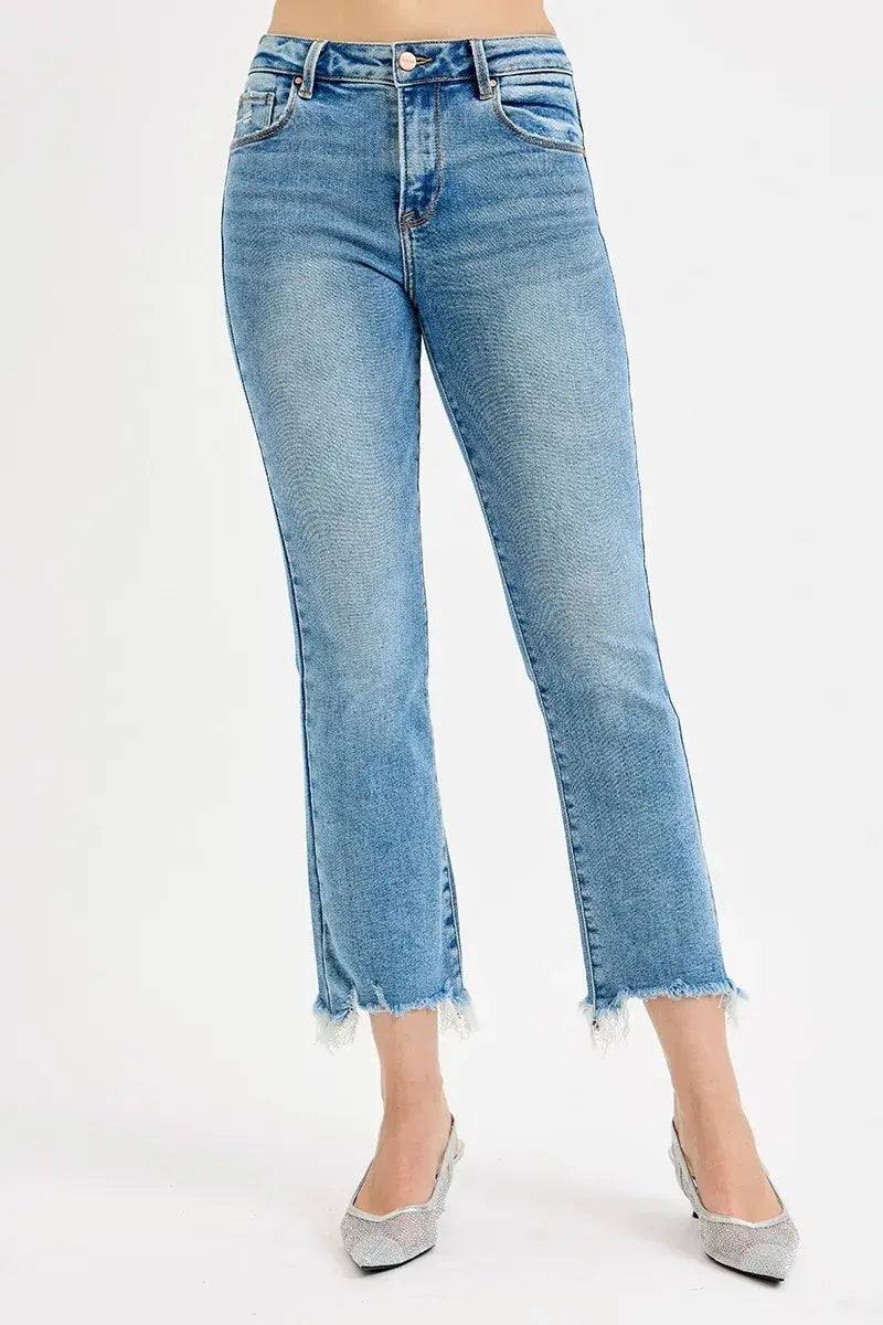 RISEN Full Size High Rise Crop Straight Slim Jeans Plus Size - Trendsi - Flyclothing LLC