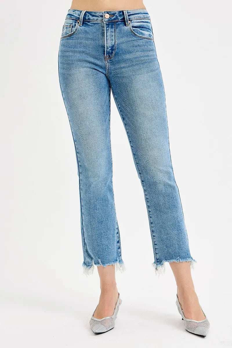 RISEN Full Size High Rise Crop Straight Slim Jeans Plus Size - Trendsi - Flyclothing LLC